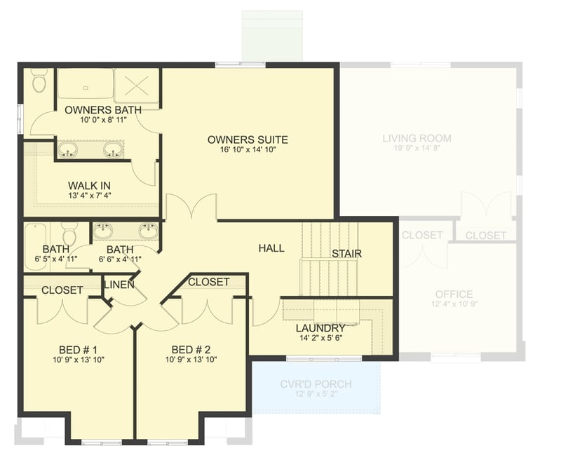 Plan 61706UT: Traditional 3-Bedroom House Plan with Home Office and Upstairs Master Suite - Floor Plan - 2nd Floor - Traditional