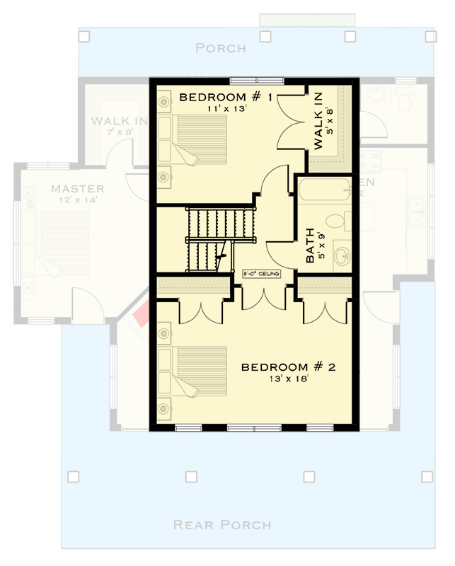 Plan 147059RML: 3-Bedroom Modern Farmhouse House Plan with Wrap-Around Porch - Floor Plan - 2nd Floor - Cabin, Cottage, Country, Craftsman, Modern Farmhouse