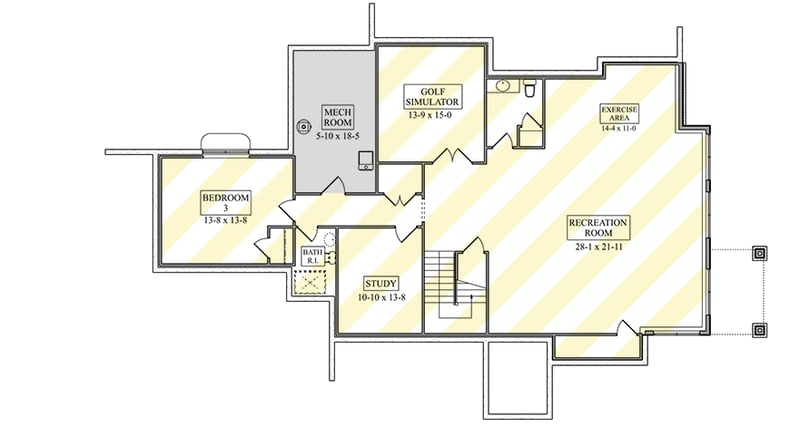 Plan 95345RW: Contemporary Prairie House Plan with 3-Car Garage and Main-Level Master Suite - Floor Plan - Optionally Finished Lower Level - Contemporary, Prairie, Transitional
