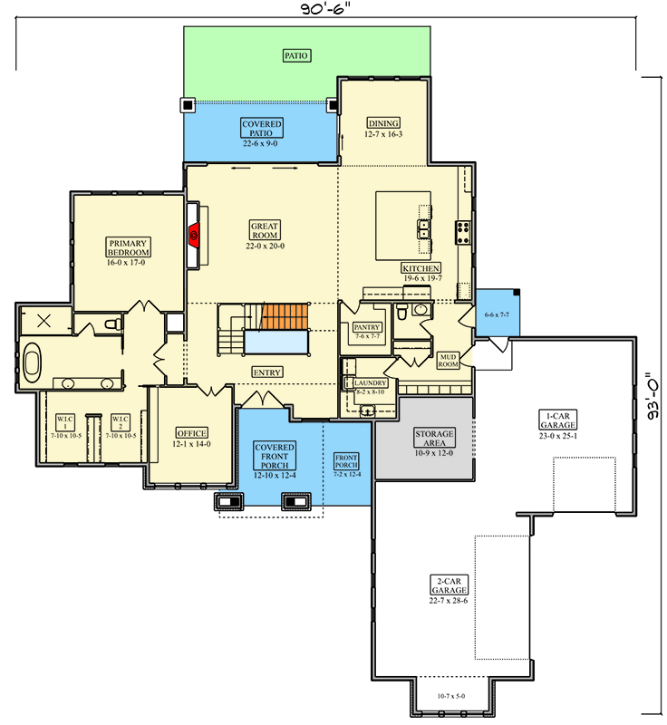 Plan 95347RW: Northwest Contemporary House Plan: 4 Beds, 3-Car Garage, Main-Level Master - Floor Plan - Main Level - Contemporary, Modern, Northwest
