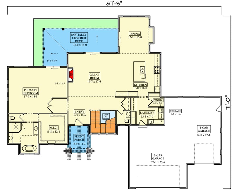 Plan 95349RW: Spacious Mountain Craftsman Ranch House Plan with 3-Car Garage - Floor Plan - Main Level - Craftsman, Mountain, Ranch