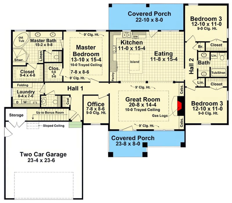 Plan 51363MM: Modern Farmhouse House Plan Featuring Three Bedrooms and Two-Car Garage - Floor Plan - Main Level - Country, Craftsman, Farmhouse, Modern Farmhouse