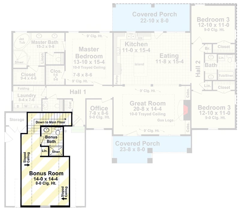 Plan 51363MM: Modern Farmhouse House Plan Featuring Three Bedrooms and Two-Car Garage - Floor Plan - Bonus Level - Country, Craftsman, Farmhouse, Modern Farmhouse