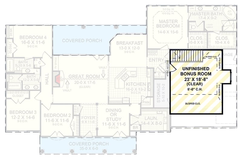 Plan 51365MM: Welcoming 4-Bedroom Southern Ranch House Plan with Split Layout - Floor Plan - 2nd Floor - Country, Ranch, Southern, Traditional