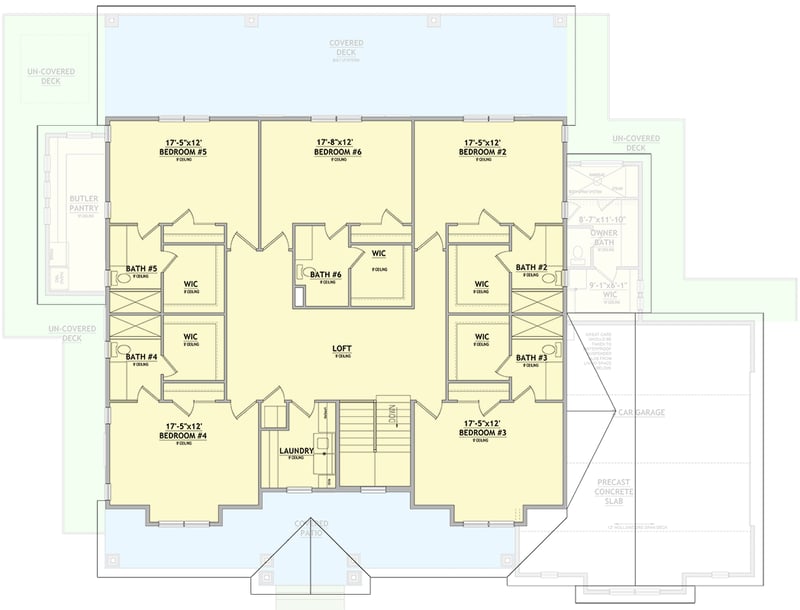 Plan 849055PGE: Grand Modern Farmhouse House Plan: 6+ Beds, Dual Islands, Wrap Around Porch - Floor Plan - 2nd Floor - Craftsman, Farmhouse, Modern Farmhouse, Traditional