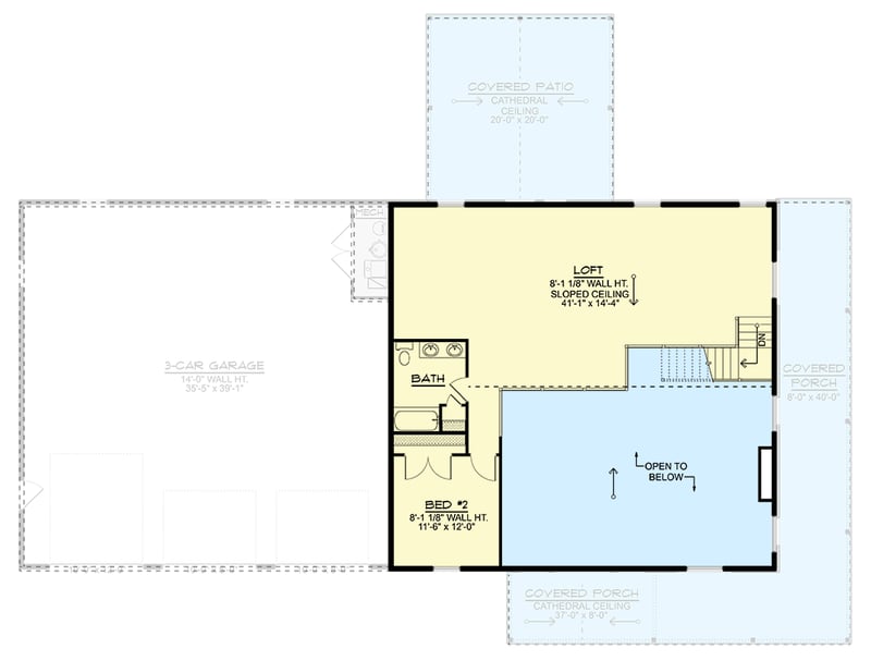 Plan 135412GRA: Modern Barndominium House Plan with RV Garage and Wrap-Around Porch - Floor Plan - 2nd Floor - Barndominium, Country, Craftsman, New American