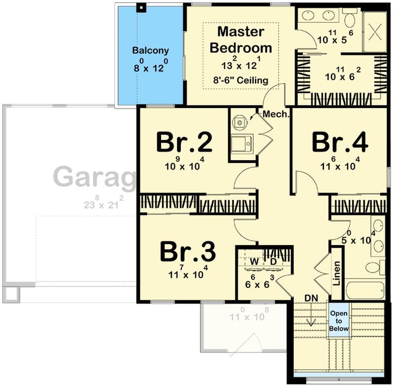 Plan 623600DJ: Sleek Northwest Modern House Plan with 4 Beds and Upstairs Master Suite - Floor Plan - 2nd Floor - Contemporary, Modern, Northwest