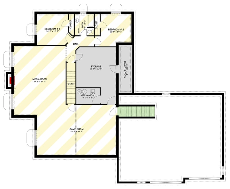 Plan 61710UT: Four Bedroom Traditional Plan with Salon and Spacious Family Room - Floor Plan - Optional Finished Basement Level - Craftsman, Ranch, Traditional