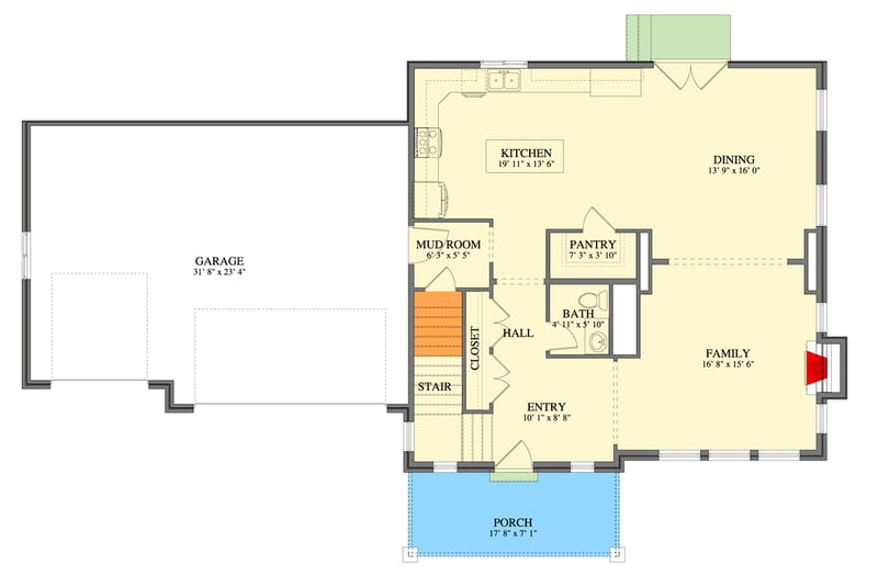 Plan 61711UT: Traditional 4-Bedroom House Plan with Home Office and Three-Car Garage - Floor Plan - Main Level - Traditional