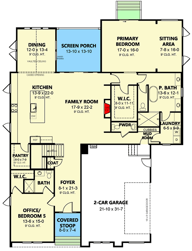 Plan 260032RVC: Contemporary 5-Bedroom House Plan with Main Level Master Suite and Flex Space - Floor Plan - Main Level - Contemporary, Craftsman, Modern, Northwest