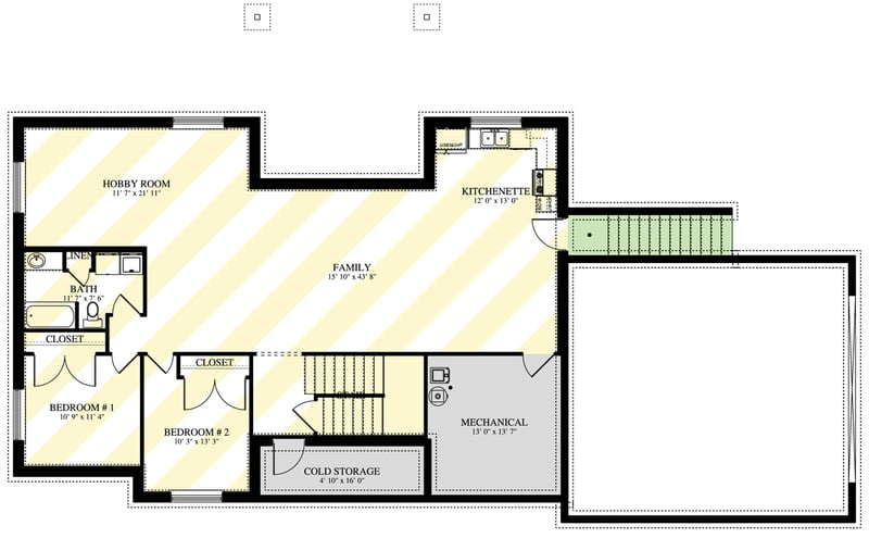 Plan 61716UT: Craftsman Ranch House Plan with Main Level Master and In-Law Suite Potential - Floor Plan - Optional Finished Basement Level - Craftsman, Ranch, Traditional