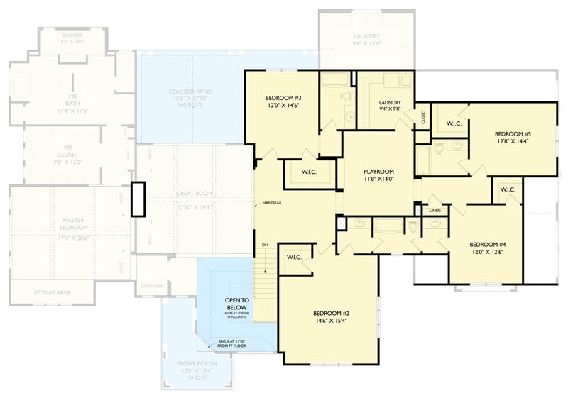 Plan 750024LDG: 5-Bed European Modern Farmhouse Plan with Scullery and Playroom - Floor Plan - 2nd Floor - European, Modern Farmhouse, Transitional