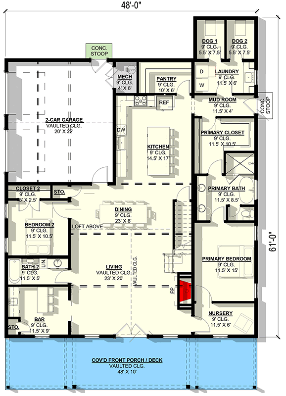 Plan 405097FDC: Modern Barndominium House Plan with Two-Story Great Room and Loft - Floor Plan - Main Level - Barndominium, Farmhouse