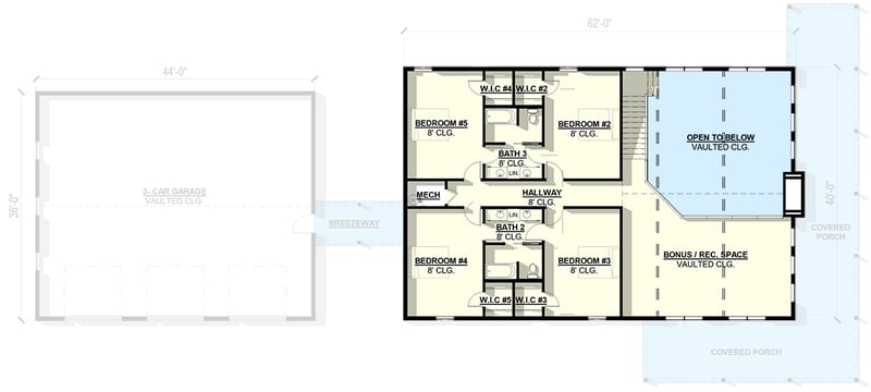 Plan 405098FDC: 5-Bedroom Modern Barndominium House Plan with Wrap-Around Porch - Floor Plan - 2nd Floor - Barndominium, Modern Farmhouse