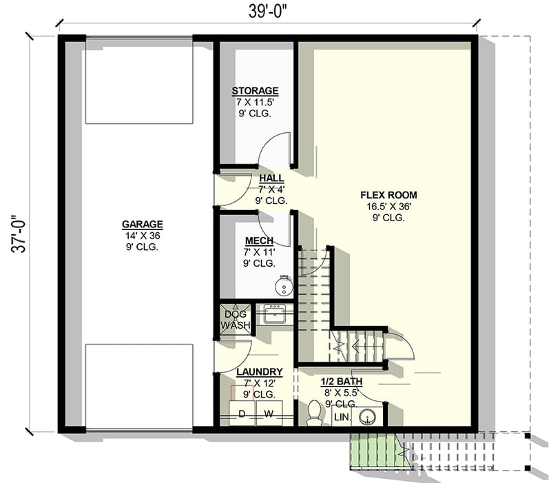 Plan 405100FDC: Contemporary Two-Bedroom Barndominium House Plan with Wrap-Around Veranda - Floor Plan - Main Level - Barndominium, Contemporary, Modern Farmhouse