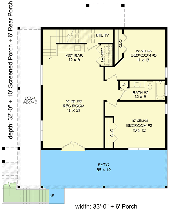 Plan 680650VR: Elevated Contemporary House Plan with Screened Porch and Two-Story Great Room - Floor Plan - Main Level - Contemporary, Vacation