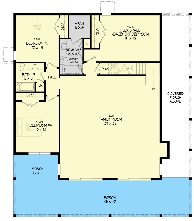 Plan 680655VR: 5 Bedroom Mountain Contemporary House Plan with Wraparound Porch and Walkout - Floor Plan -  - Contemporary, Mountain, Vacation