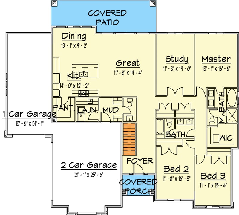 Plan 910126WHD: Modern Single-Story Prairie House Plan with Expansive 3-Car Garage - Floor Plan - Main Level - Contemporary, Prairie