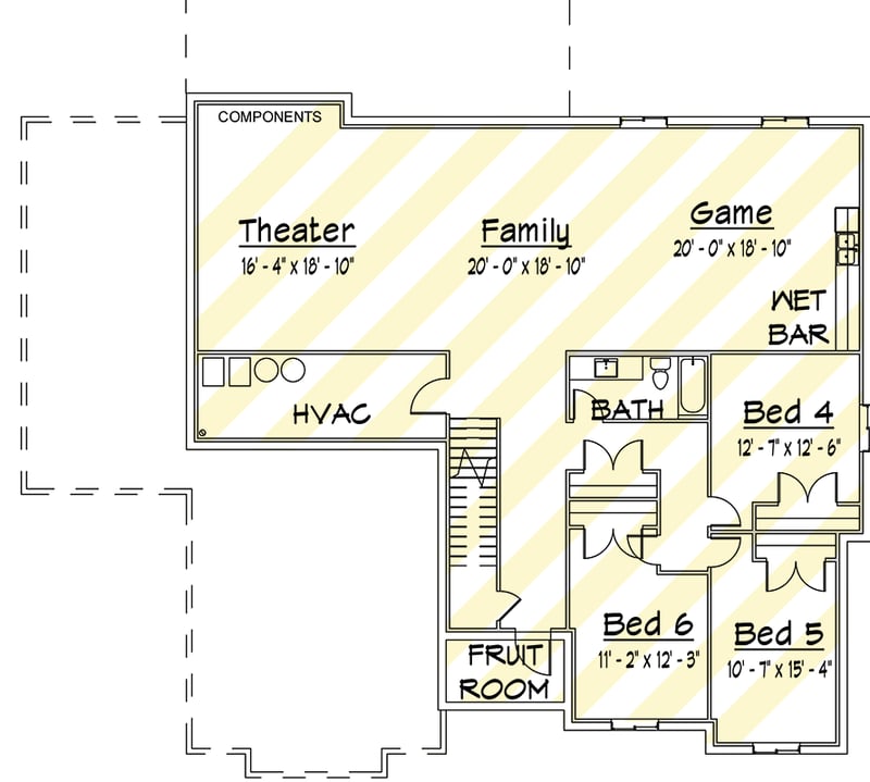 Plan 910126WHD: Modern Single-Story Prairie House Plan with Expansive 3-Car Garage - Floor Plan - Unfinished Basement - Contemporary, Prairie