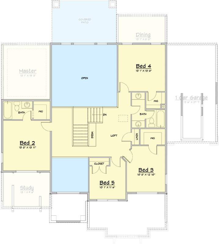 Plan 910129WHD: Craftsman Style House Plan with 5-7 Bedrooms and 2941 Sq Ft - Floor Plan - 2nd Floor - Craftsman, Mountain