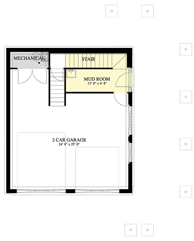 Plan 61721UT: Cabin House Plan with Two-Story Great Room and Wrap-Around Porch - Floor Plan - Garage Level - Cabin