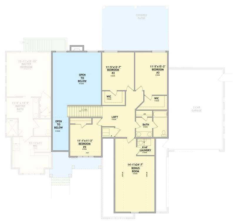 Plan 849058PGE: 4-Bedroom Craftsman Farmhouse Plan with First Floor Master Suite - Floor Plan - 2nd Floor - Craftsman, Farmhouse, Traditional