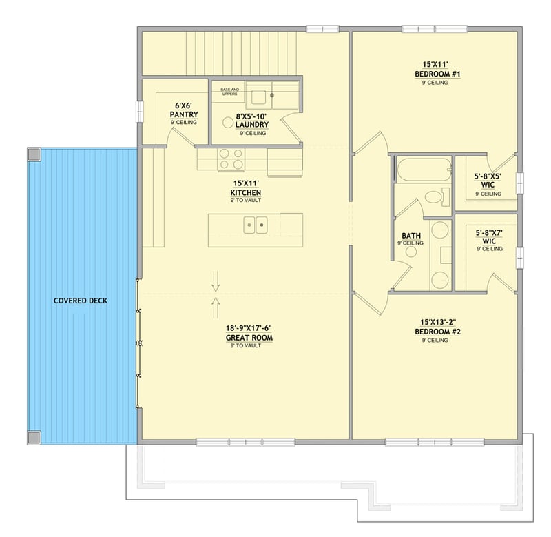 Plan 849060PGE: Two-Bedroom Modern Farmhouse Carriage House Plan with Expansive 3-Car Garage - Floor Plan - 2nd Floor - Carriage, Craftsman, Farmhouse, Traditional