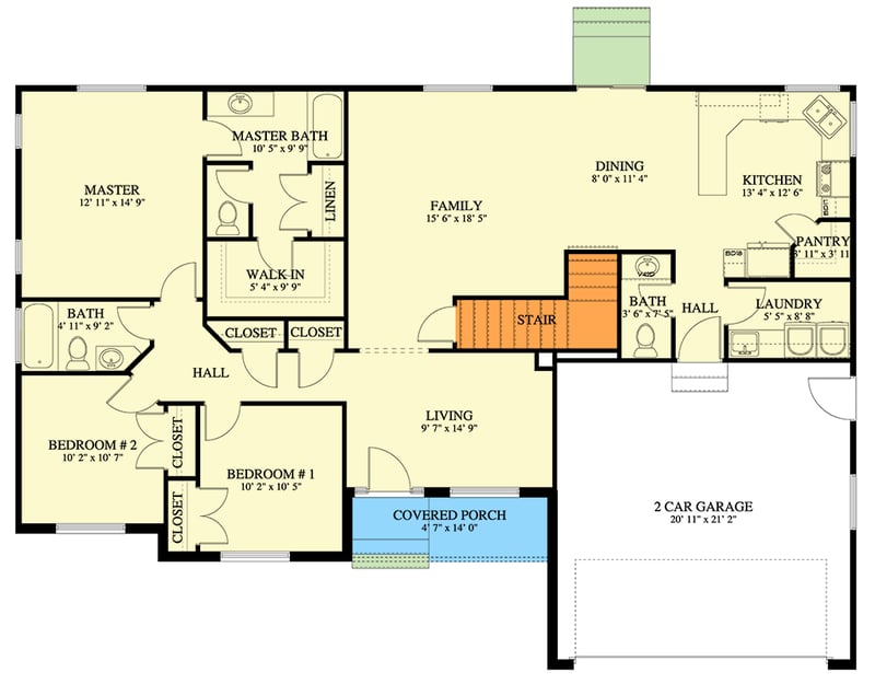 Plan 61725UT: 3 Bedroom Craftsman Ranch House Plan with Optional Lower Level - Floor Plan - Main Level - Craftsman, Ranch, Traditional
