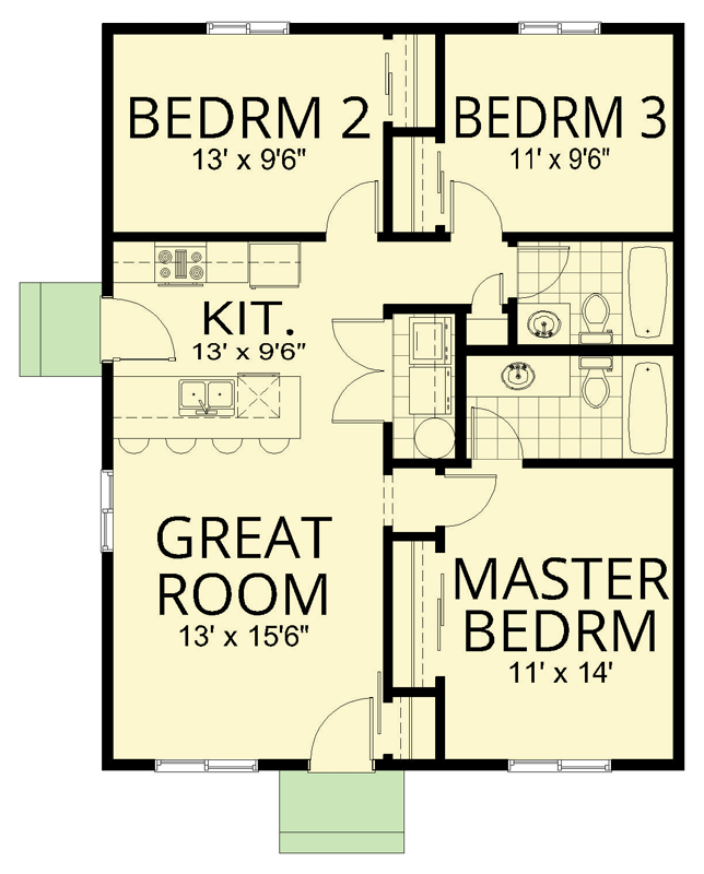 Plan 267104SPK: Charming Cottage Style House Plan with 3 Bedrooms and Main Level Living - Floor Plan - Main Level - Cottage, Craftsman, Traditional