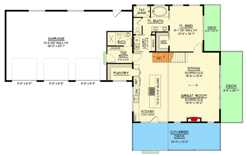 Plan 135415GRA: Modern Contemporary House Plan with Two Bedrooms and Three Car Garage - Floor Plan - Main Level - Contemporary, Transitional