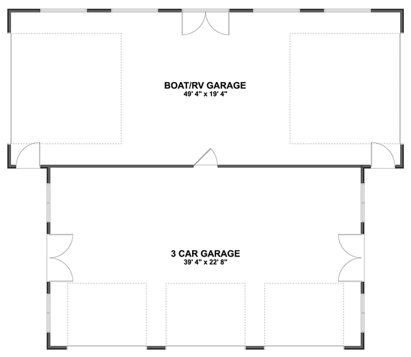 Plan 61728UT: Spacious Craftsman Garage Plan with RV Bay and Multiple Car Options - Floor Plan - Main Level - Craftsman, Shingle