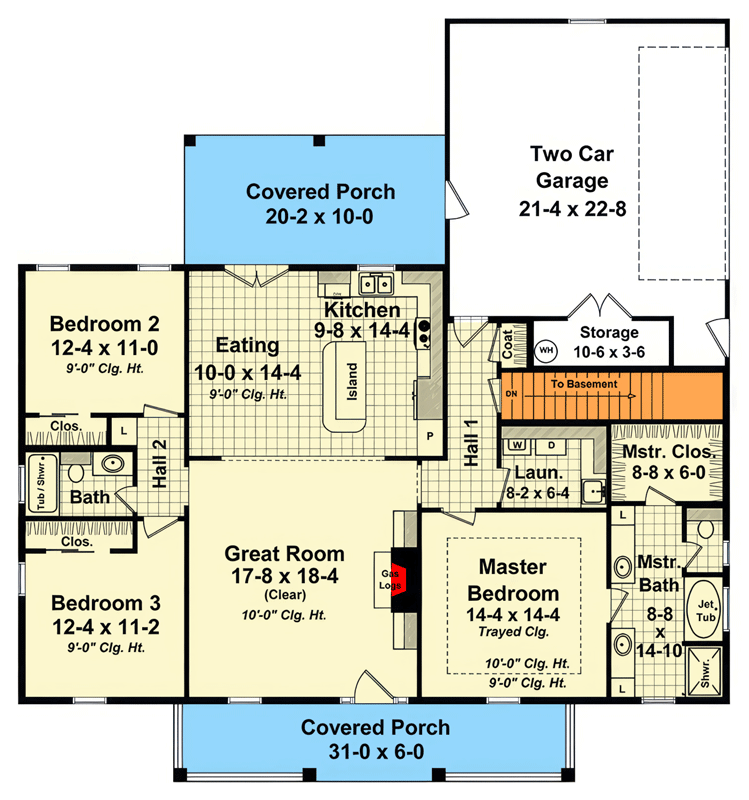 Plan 51369MM: Modern Farmhouse House Plan with 3 Bedrooms and Covered Porches - Floor Plan -  - Country, Farmhouse, Modern Farmhouse, Traditional