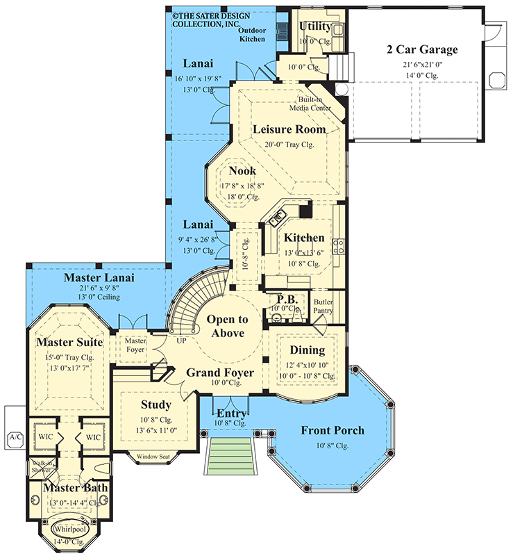 Plan 340147STR: Charming Coastal Farmhouse House Plan with 4 Beds and 3096 Sq Ft - Floor Plan - Main Level - Beach, Coastal, Farmhouse, Vacation, Victorian