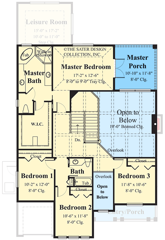 Plan 340149STR: 4-Bedroom Coastal Cottage House Plan with a Private Master Porch - Floor Plan - 2nd Floor - Beach, Coastal, Cottage, Florida-Style, Vacation