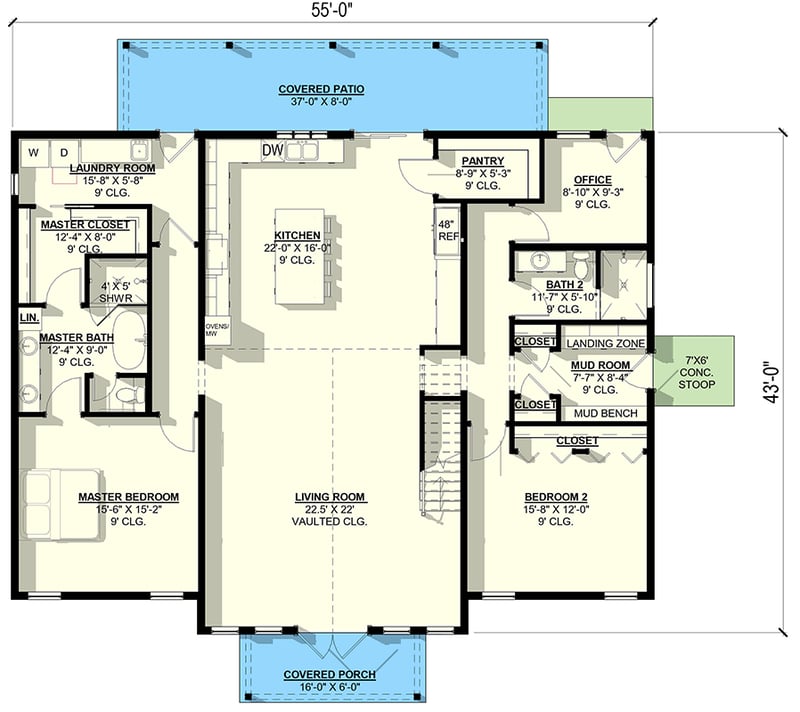 Plan 405105FDC: Modern Barndominium House Plan with Three Bedrooms and Spacious Loft - Floor Plan - Main Level - Barndominium, Farmhouse, Modern Farmhouse