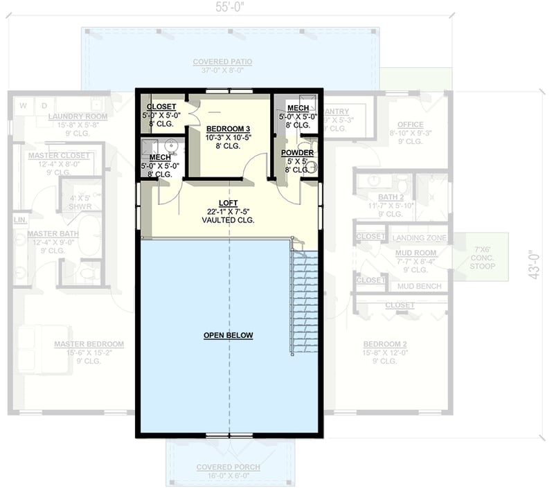 Plan 405105FDC: Modern Barndominium House Plan with Three Bedrooms and Spacious Loft - Floor Plan - 2nd Floor - Barndominium, Farmhouse, Modern Farmhouse