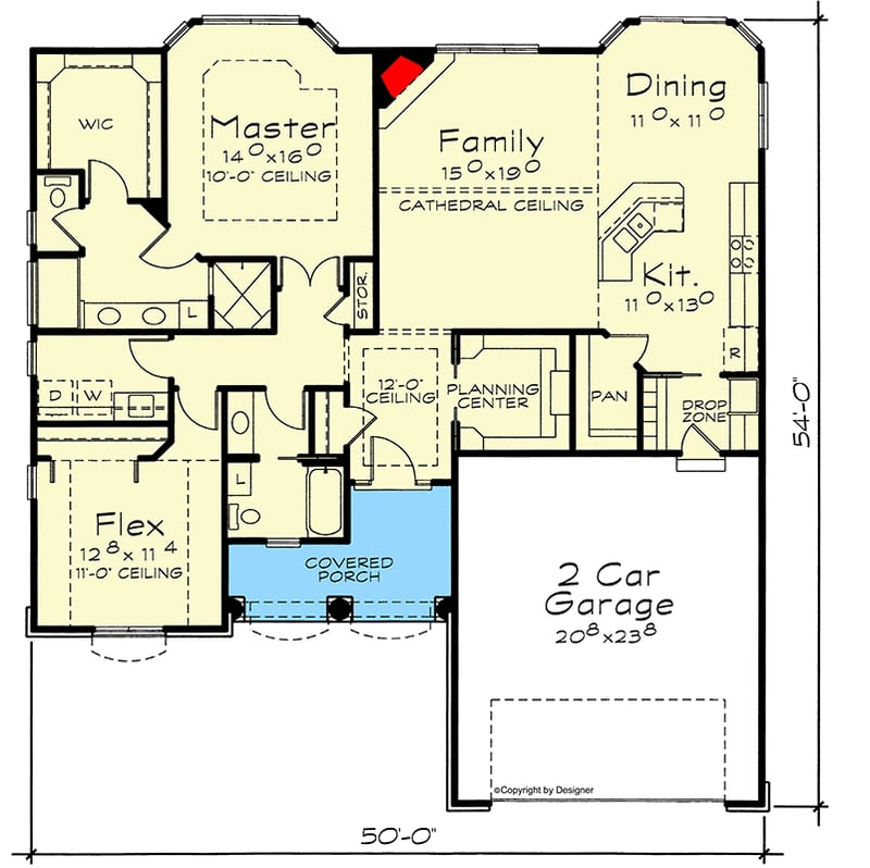 Plan 42738DB: Traditional Ranch House Plan with Flexible Living and Private Suite - Floor Plan - Main Level - Ranch, Traditional