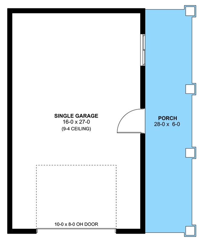 Plan 67849MG: Modern Farmhouse Detached Garage House Plan with Covered Porch - Floor Plan - Main Level - Country, Craftsman, Modern Farmhouse