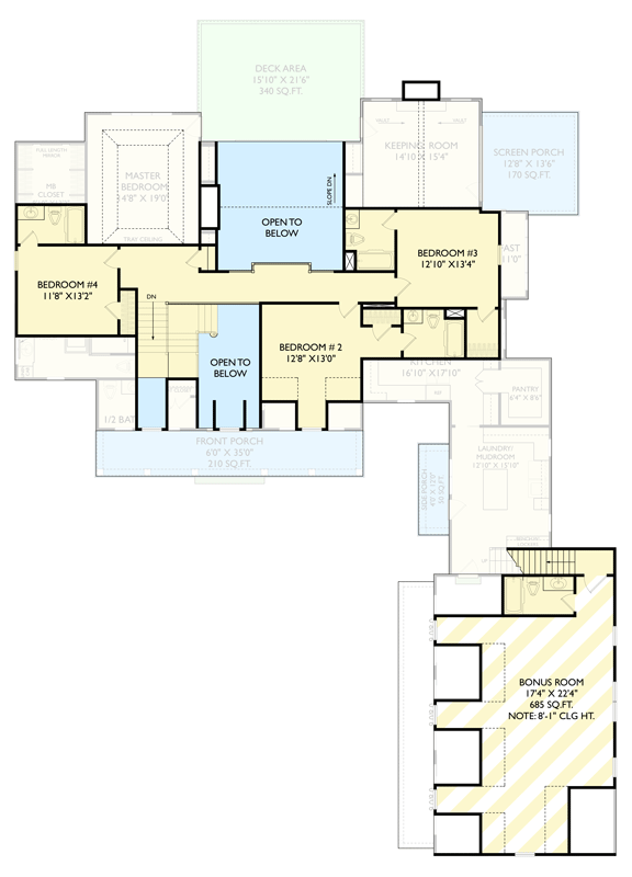Plan 750029LDG: Elegant Modern Farmhouse House Plan with 4 Bedrooms and 3,800 Sq. Ft. - Floor Plan - 2nd Floor - Country, Modern Farmhouse, Transitional