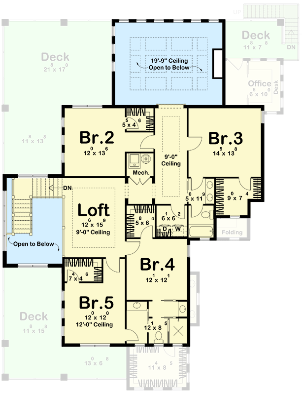 Plan 623612DJ: Elegant Coastal Contemporary House Plan with 5 Bedrooms and Ocean Views - Floor Plan - 3rd Floor - Beach, Coastal, Coastal Contemporary