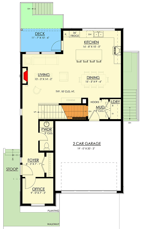 Plan 270126AF: Modern Farmhouse House Plan with 3-5 Bedrooms and Home Office - Floor Plan - Main Level - Farmhouse, Modern Farmhouse