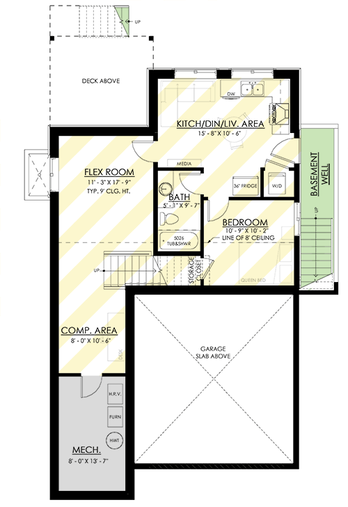 Plan 270126AF: Modern Farmhouse House Plan with 3-5 Bedrooms and Home Office - Floor Plan - Lower Level - Optionally Finished Basement  - Farmhouse, Modern Farmhouse