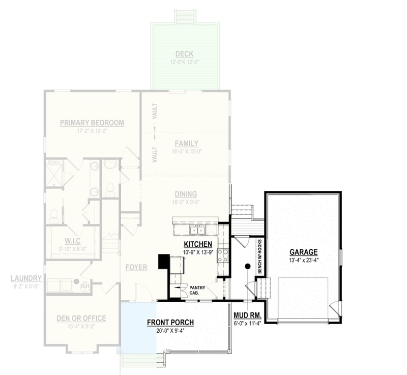 Plan 83681CRW: Craftsman Farmhouse Plan with 3 Beds and Inviting Front Porch - Floor Plan - One-Car Garage Option (Paid Option $$$) - Modern Farmhouse, New American, Southern, Traditional