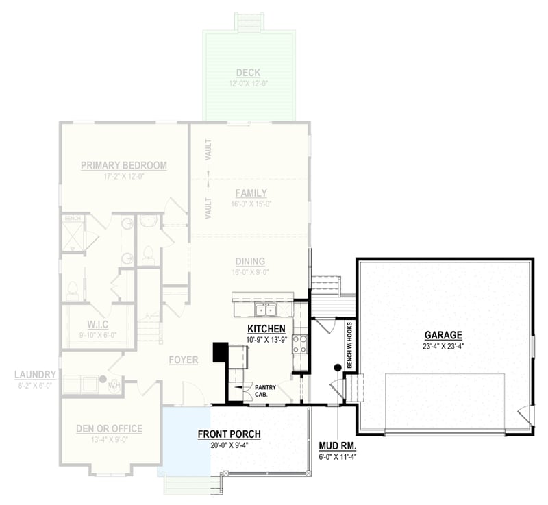 Plan 83681CRW: Craftsman Farmhouse Plan with 3 Beds and Inviting Front Porch - Floor Plan - Two-Car Garage Option (Paid Option $$$) - Modern Farmhouse, New American, Southern, Traditional