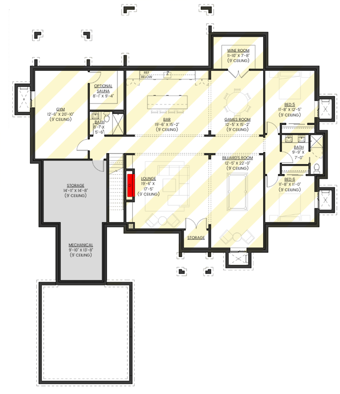 Plan 330028WLE: Elegant French Country House Plan with 4-6 Bedrooms and Two-Story Great Room - Floor Plan - Optional Lower Level - European, Farmhouse, French Country