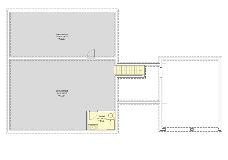 Plan 744521ABR: Craftsman Farmhouse House Plan with First-Floor Primary Suite" - Floor Plan - Basement Level - Craftsman, Farmhouse, Traditional