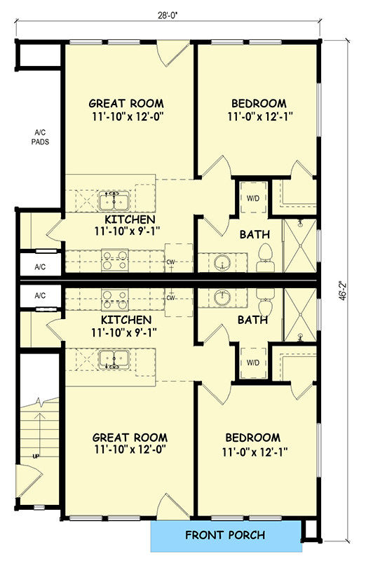 Plan 100368GHR: Contemporary Triplex House Plan with 5 Bedrooms and Modern Design - Floor Plan - Main Level - Contemporary, Modern, Scandinavian