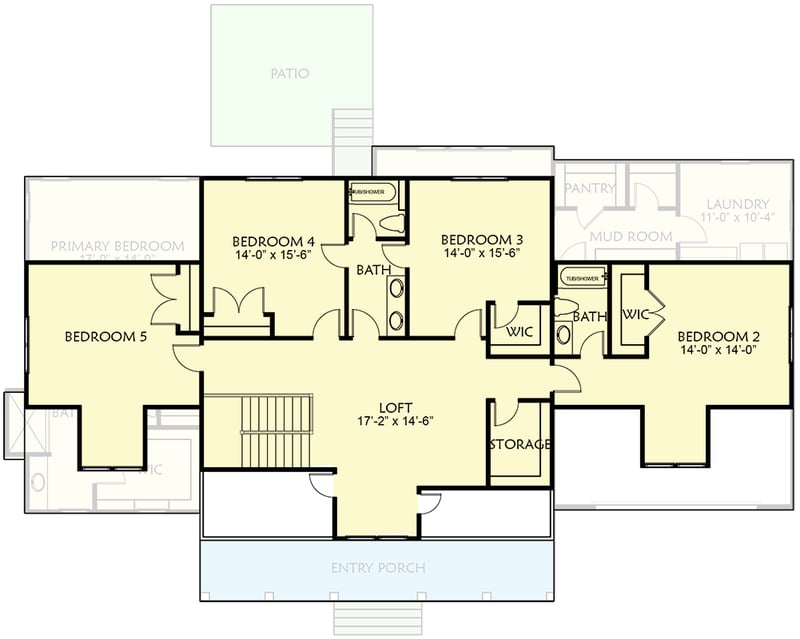 Plan 500097VV: Expansive Modern Farmhouse House Plan with 5 Bedrooms and Loft - Floor Plan - 2nd Floor - Country, Farmhouse, Modern Farmhouse, New American, Southern