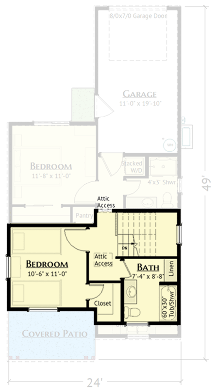 Plan 180024VNW: Efficient Traditional House Plan with 2 Bedrooms and Main Level Primary Suite - Floor Plan - 2nd Floor - Traditional