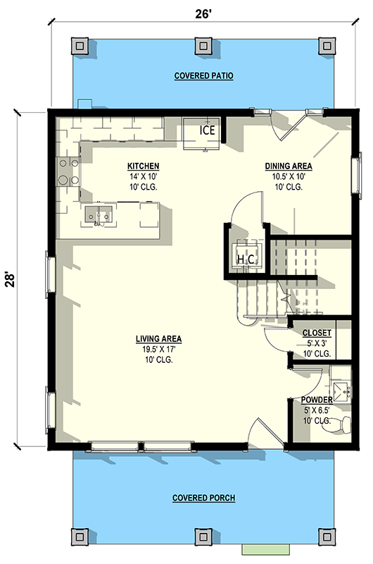 Plan 405115FDC: Country House Plan with Private Upstairs Suite and Patio - Floor Plan - Main Level - Country, Farmhouse, Traditional